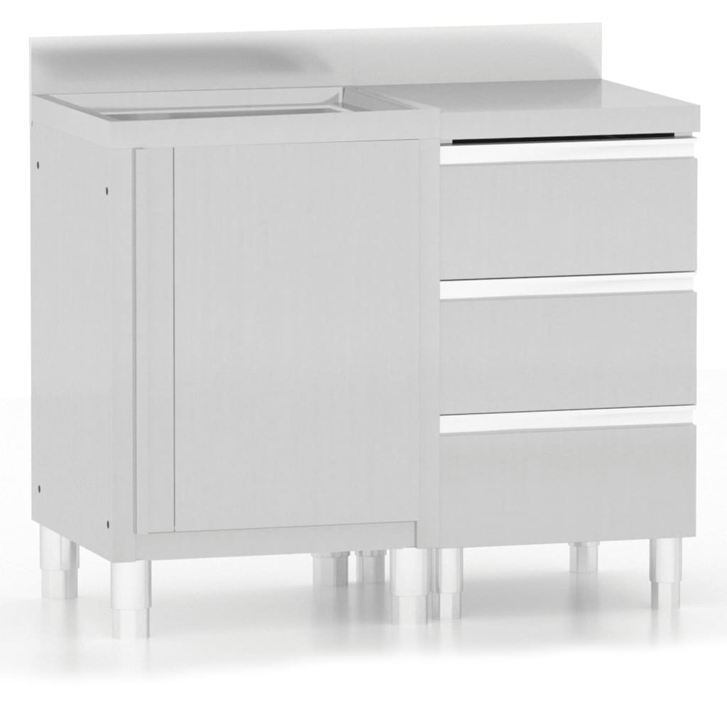 vidaXL Commercial Kitchen Cabinets 2 pcs Stainless Steel