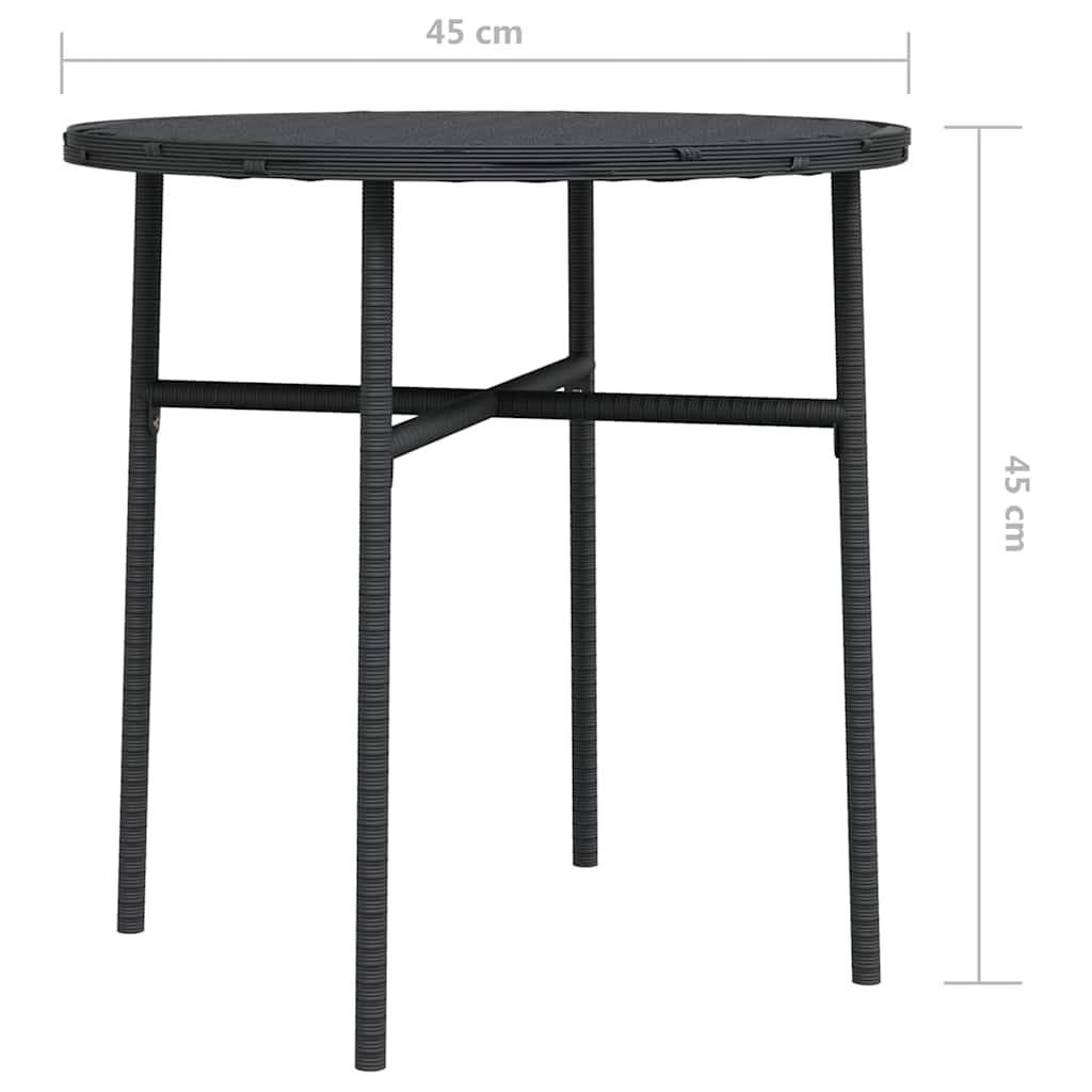 317174 vidaXL Tea Table Black 45 cm Poly Rattan