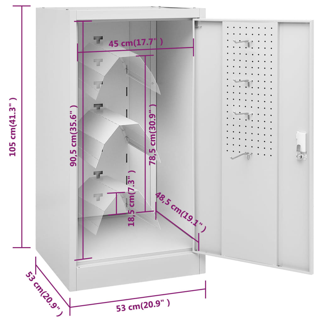 Saddle Cabinet Light Grey 53x53x105 cm Steel