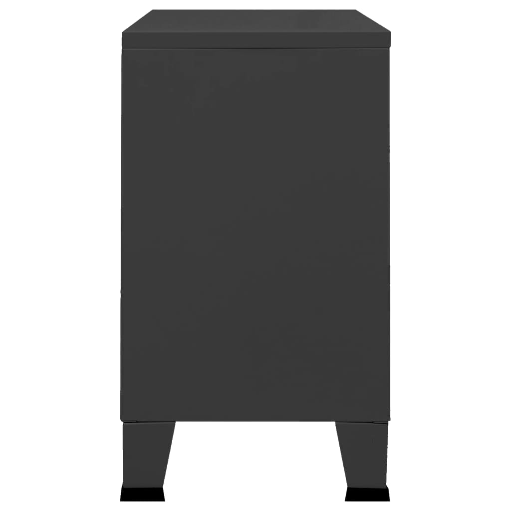 Industrial Sideboard Black 105x35x62 cm Metal and Glass