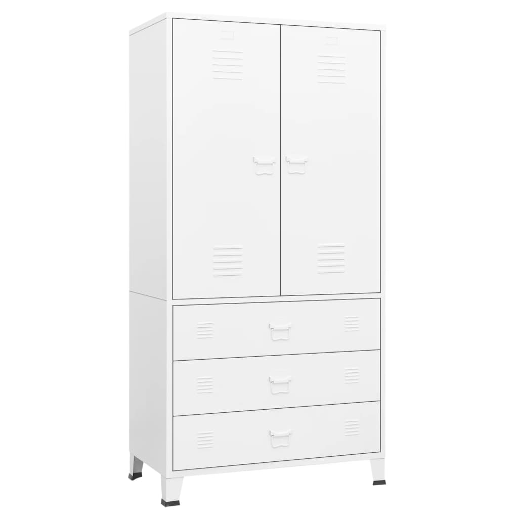 vidaXL Industrial Wardrobe White 90x50x180 cm Metal