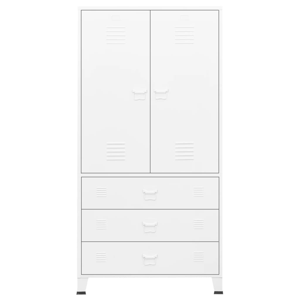 vidaXL Industrial Wardrobe White 90x50x180 cm Metal