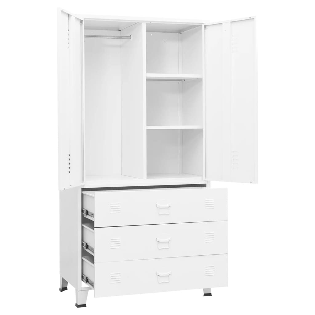 vidaXL Industrial Wardrobe White 90x50x180 cm Metal