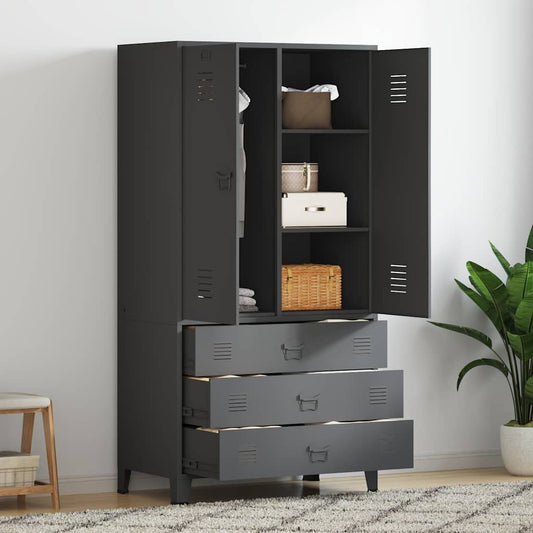339615 vidaXL Industrial Wardrobe Anthracite 90x50x180 cm Metal