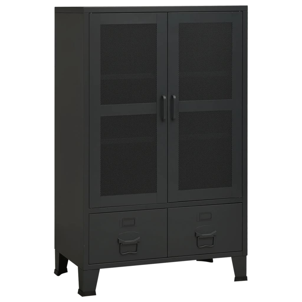 Storage Chest | Black | Metal | 70 x 40 x 115 cm | Industrial