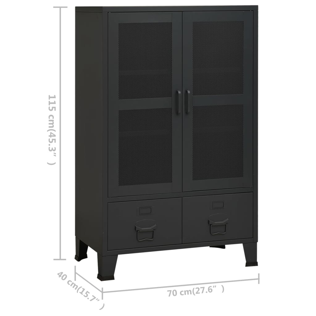 Storage Chest | Black | Metal | 70 x 40 x 115 cm | Industrial