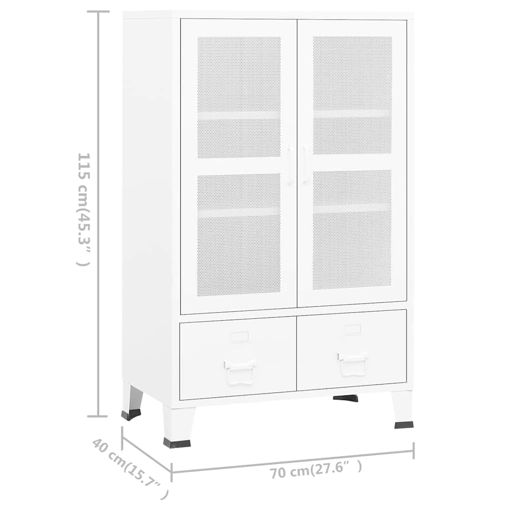 Industrial Storage Chest White 70x40x115 cm Metal