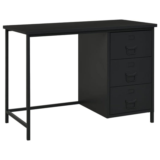 vidaXL Industrial Desk with Drawers Black 105x52x75 cm Steel