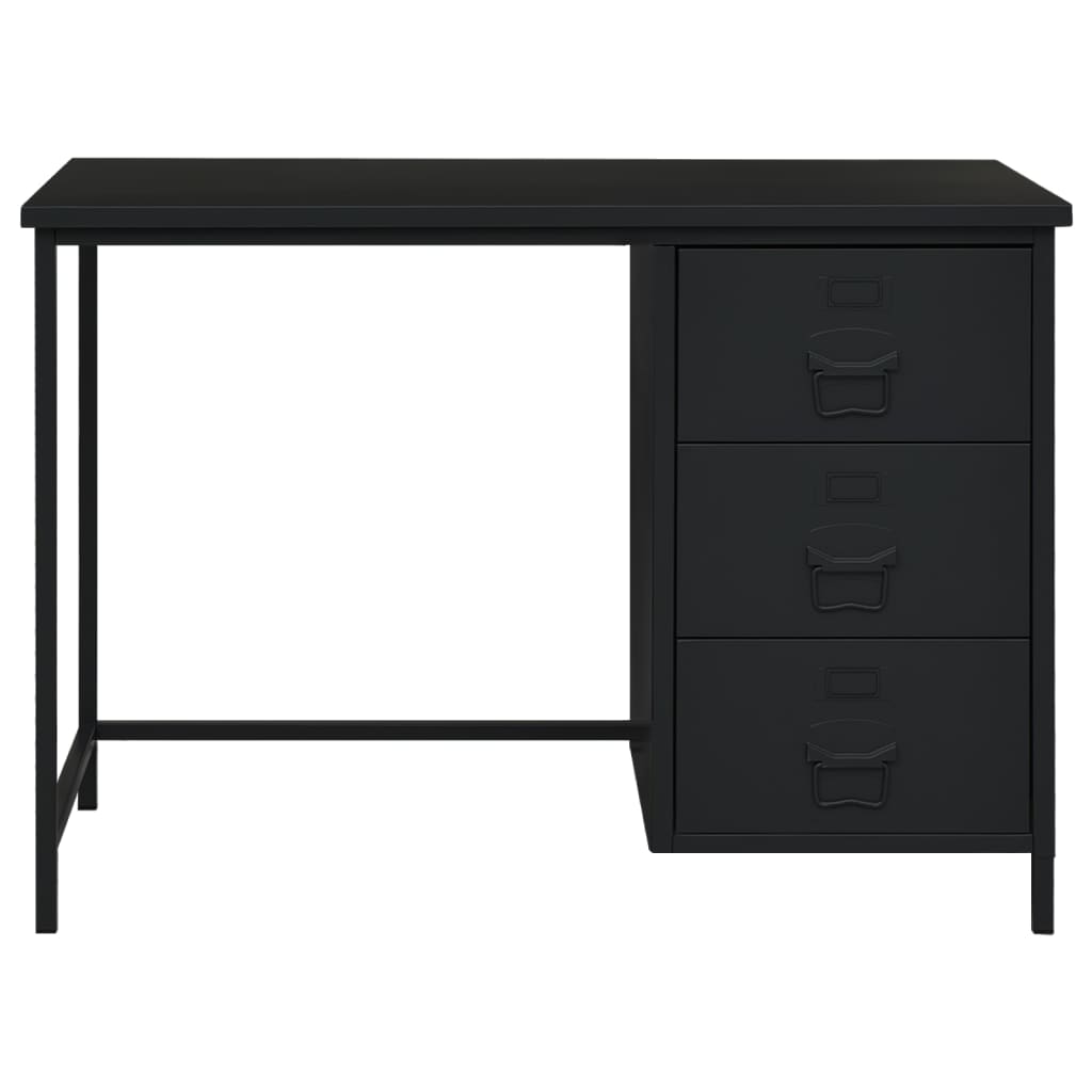 vidaXL Industrial Desk with Drawers Black 105x52x75 cm Steel