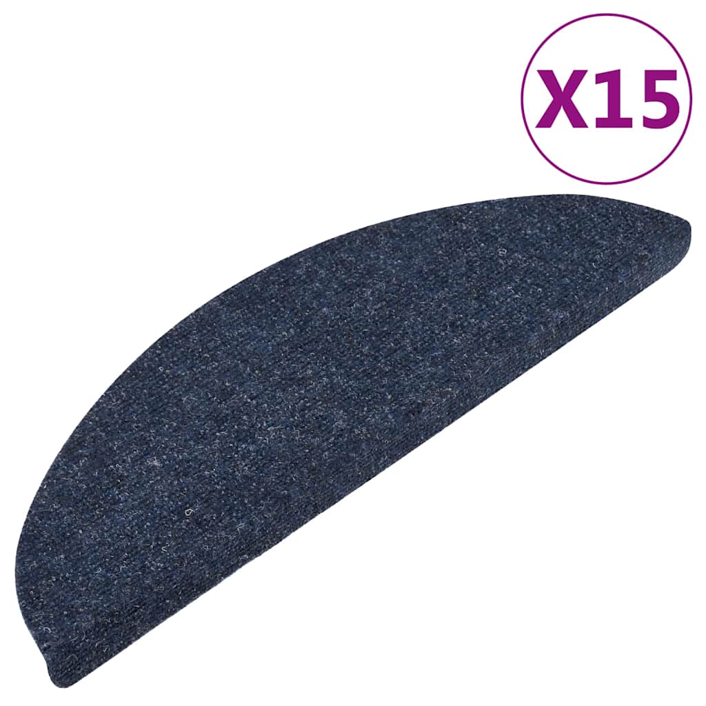 136393 vidaXL Stair Mats Self-adhesive 15 pcs 56x17x3 cm Blue