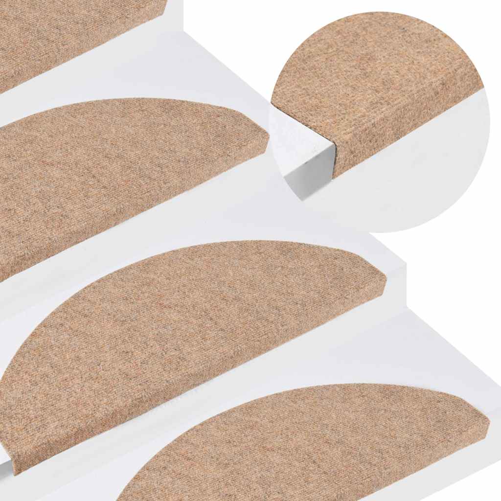 136394 vidaXL Stair Mats Self-adhesive 15 pcs 65x22,5x3,5 cm Beige
