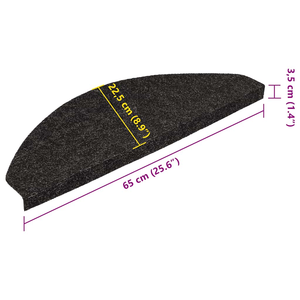 136395 vidaXL Stair Mats Self-adhesive 15 pcs 65x22,5x3,5 cm Anthracite