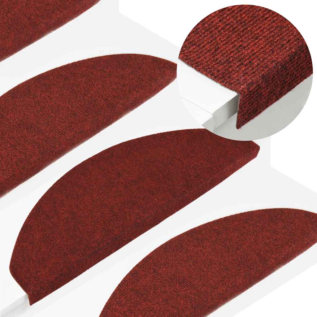 136398 vidaXL Stair Mats Self-adhesive 15 pcs 65x22,5x3,5 cm Red
