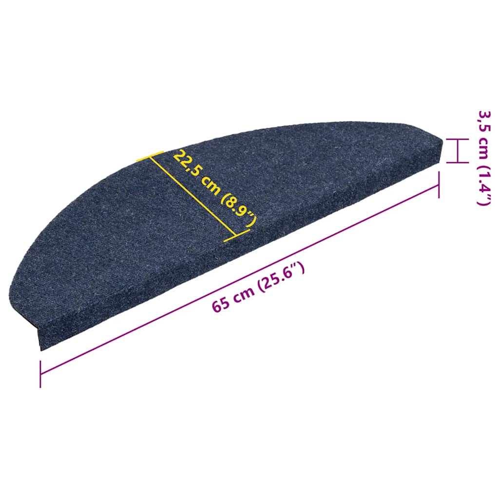 136399 vidaXL Stair Mats Self-adhesive 15 pcs 65x22,5x3,5 cm Blue