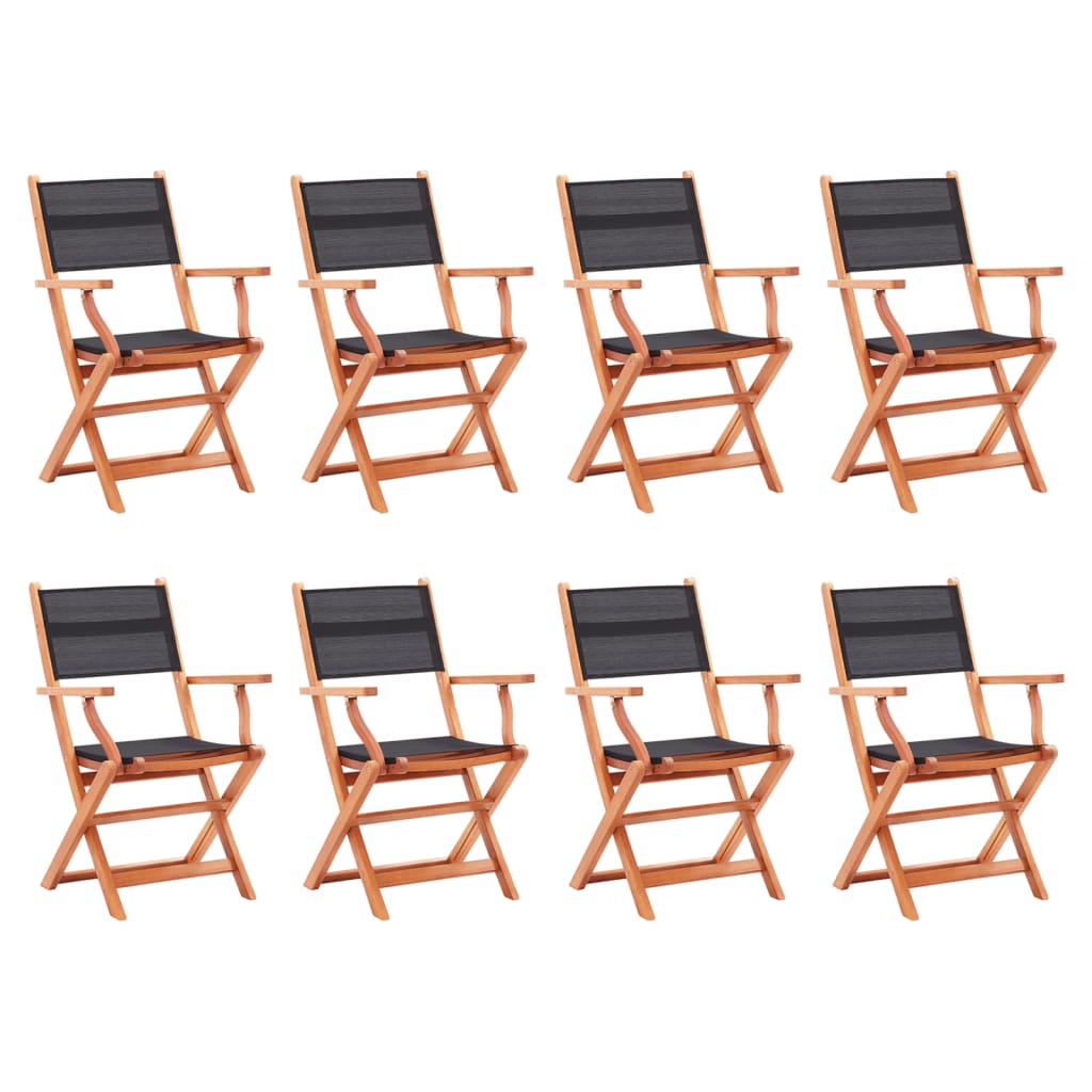 Garden Chair | Set of 8 | Black and Natural