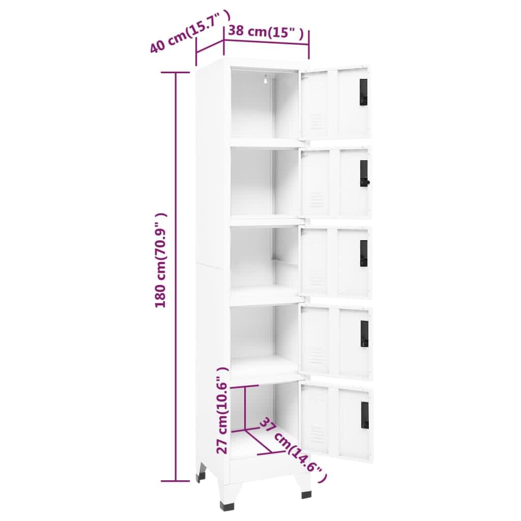 vidaXL Locker Cabinet White 38x40x180 cm Steel