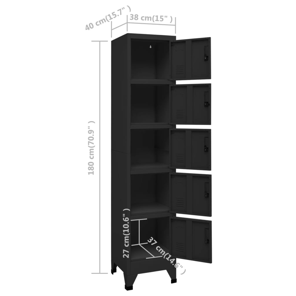 vidaXL Locker Cabinet Black 38x40x180 cm Steel