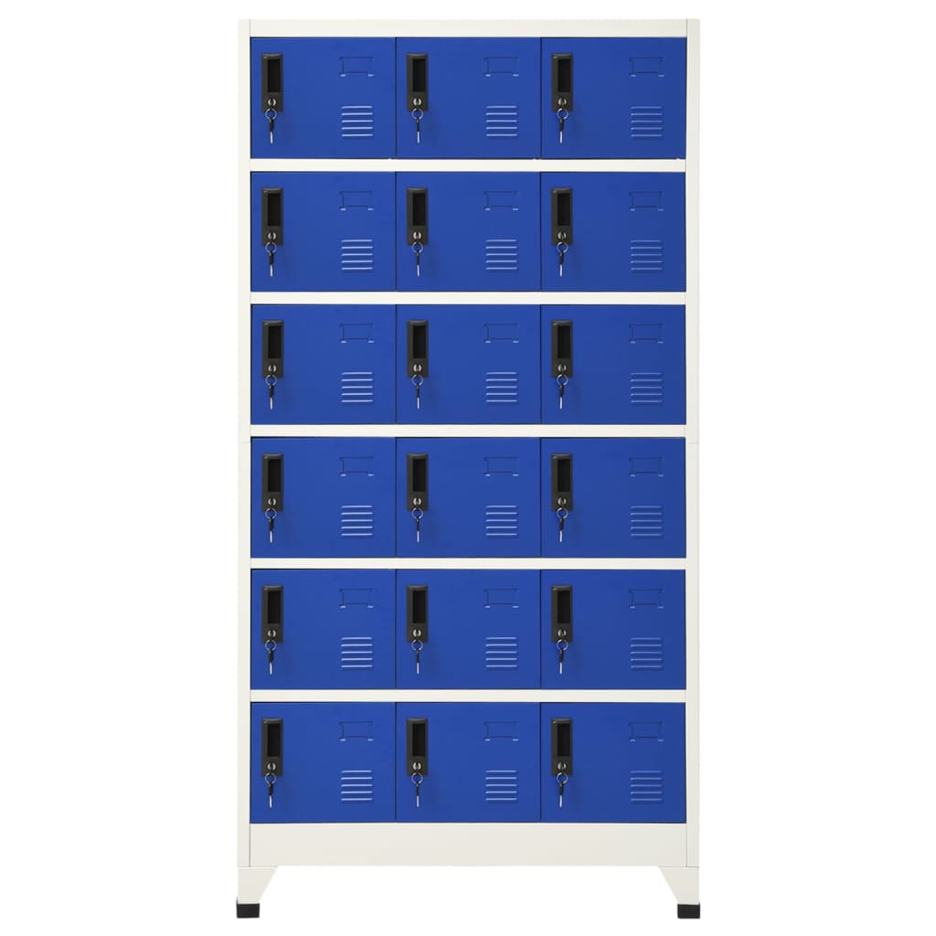 Locker Cabinet Grey and Blue 90x40x180 cm Steel