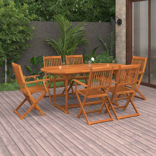 7 Piece Garden Dining Set 180x90x75 cm Solid Wood Acacia