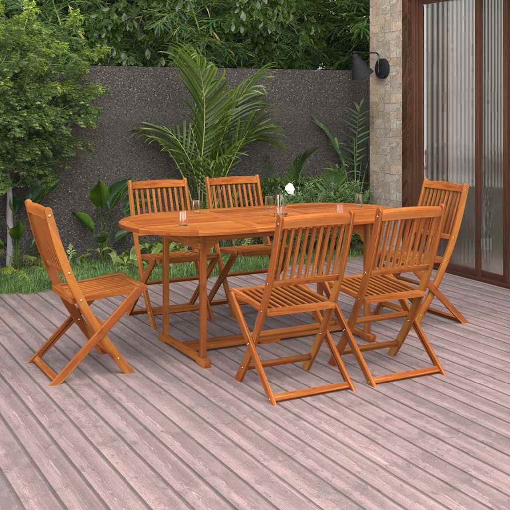 Dining Set | Natural wood | Solid acacia wood | Large | Foldable