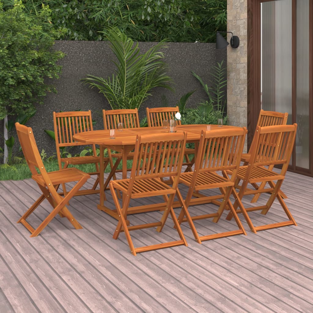 Dining Set | Brown | Solid Acacia wood | 180x90x75 cm |  Foldable