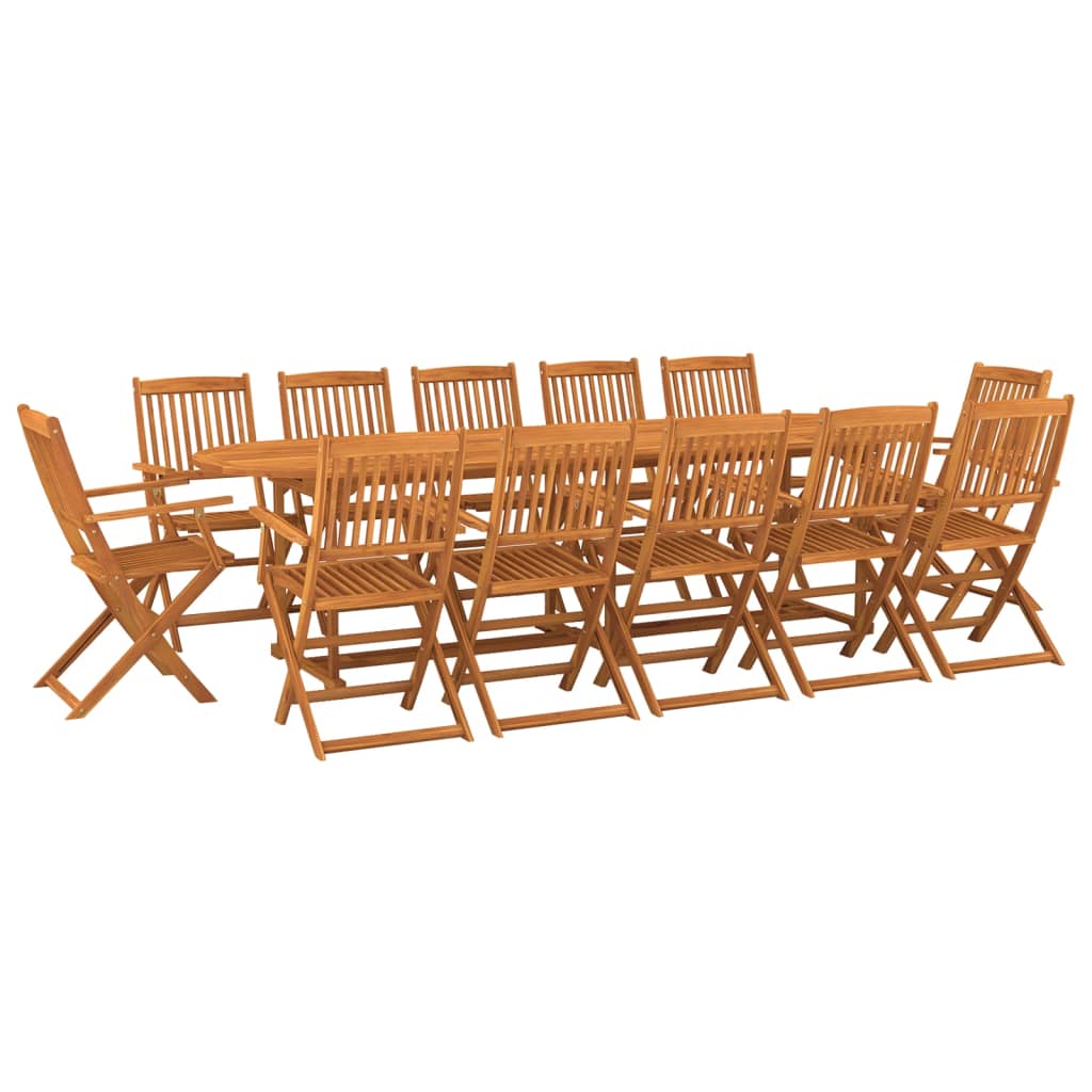 Dining Set | Oil-finished natural wood colour | Solid acacia wood | Large