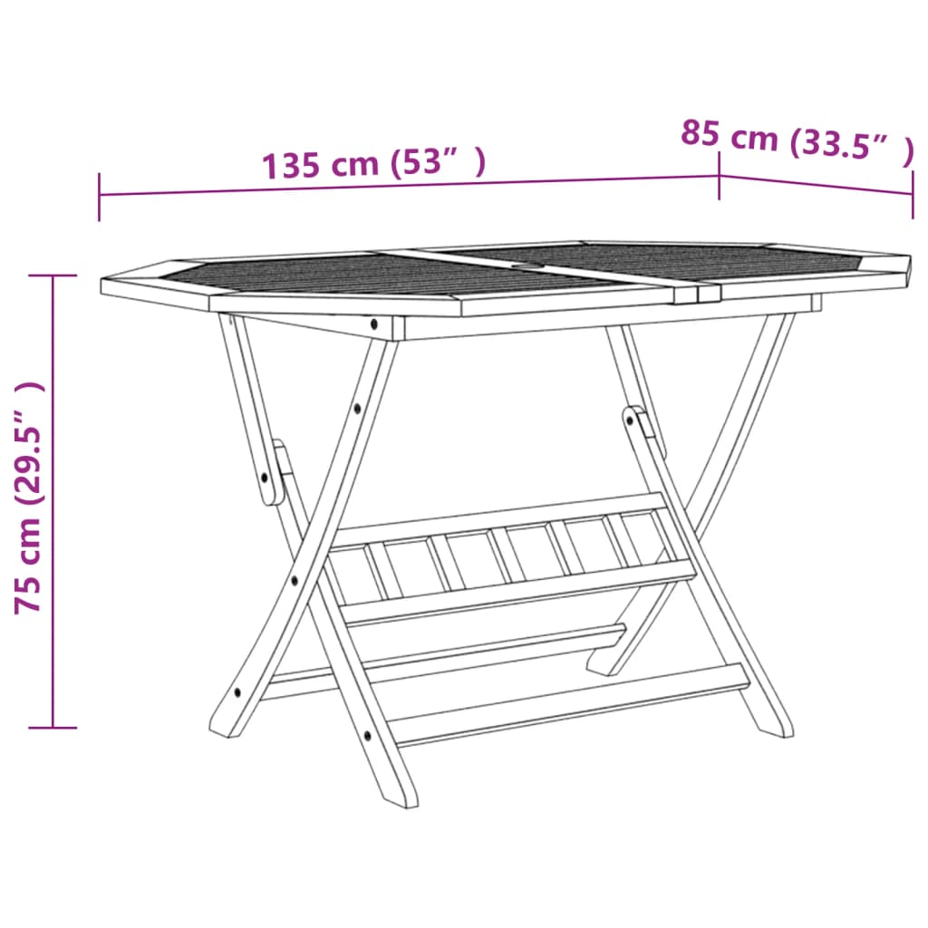 Dining Set | Brown | Solid acacia wood | Medium | Foldable | Dining Set