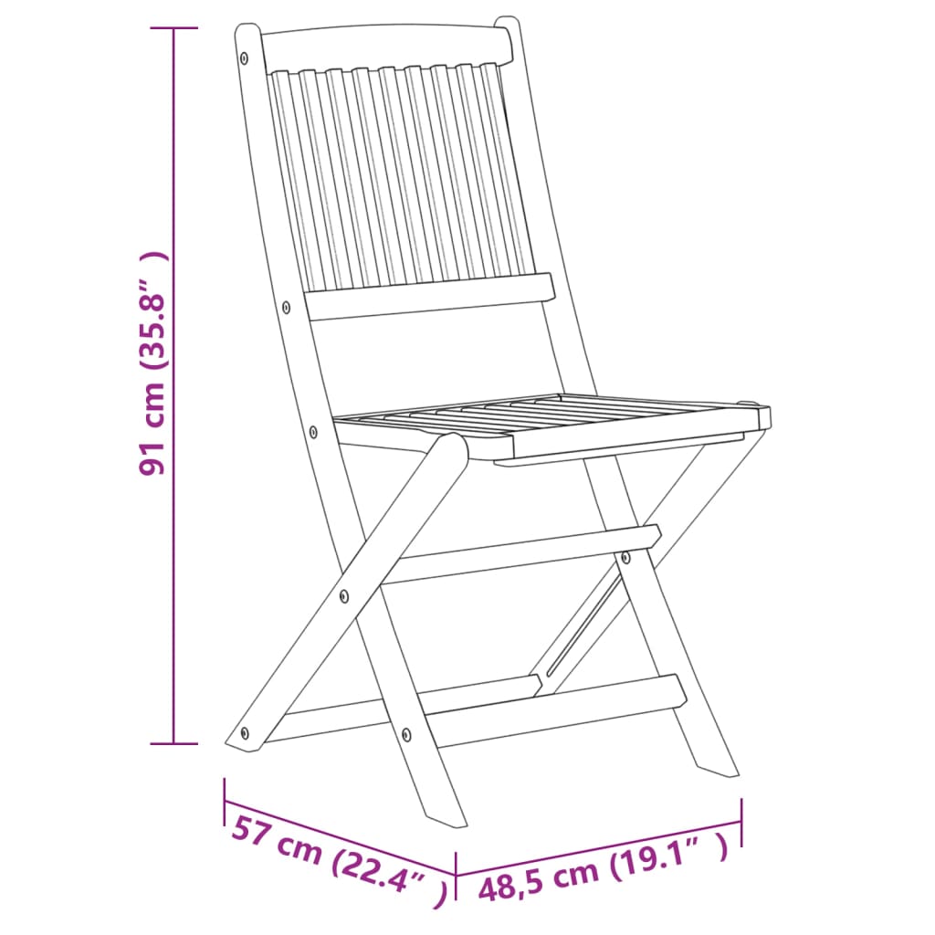 Dining Set | Brown | Solid acacia wood | Medium | Foldable | Dining Set