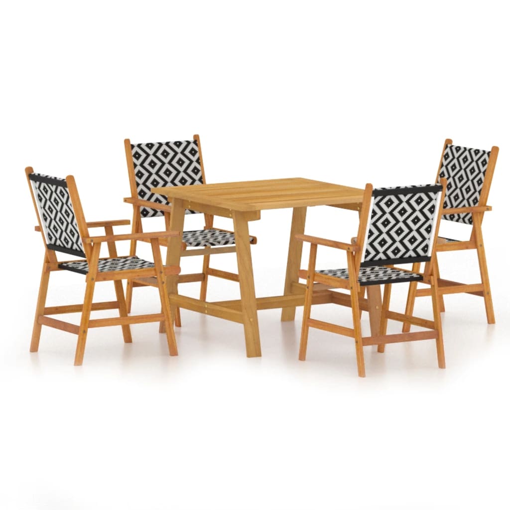 Garden Dining Set | Acacia Brown | Solid Acacia wood, Poly rattan