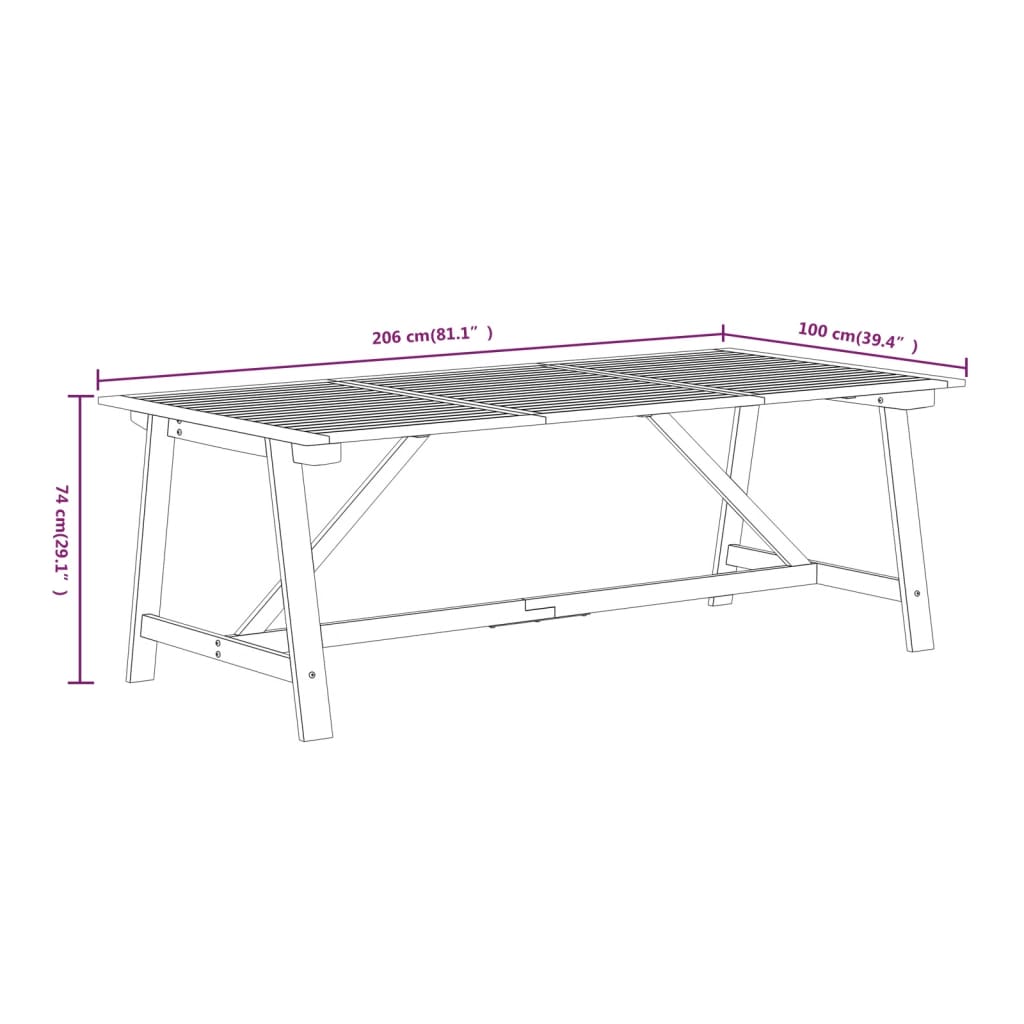 vidaXL 7 Piece Garden Dining Set Solid Acacia Wood