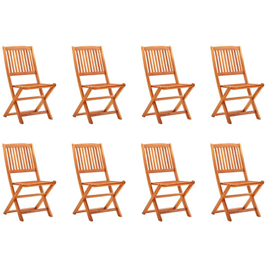 vidaXL Folding Garden Chairs 8 pcs Solid Eucalyptus Wood