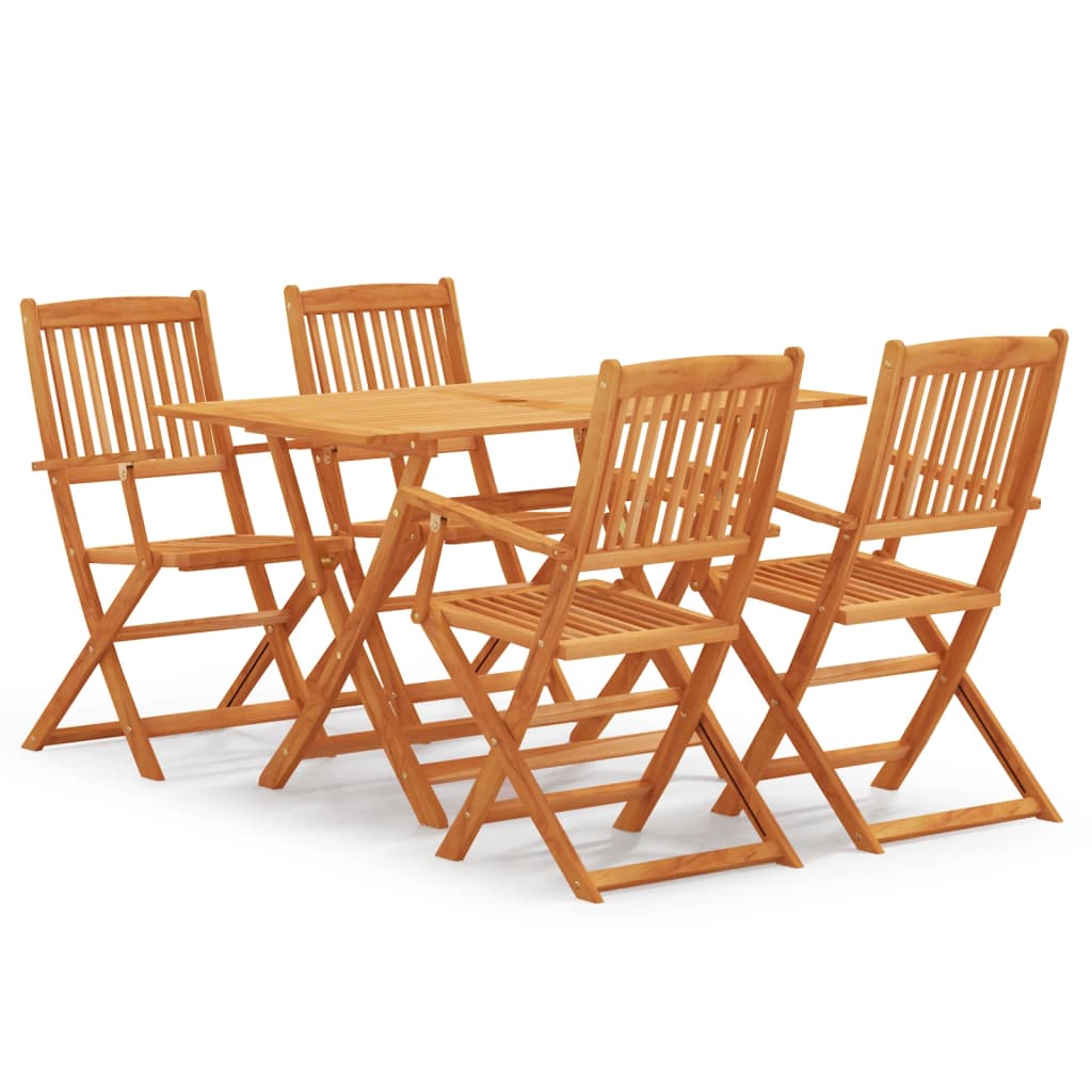 vidaXL 5 Piece Folding Outdoor Dining Set Solid Eucalyptus Wood