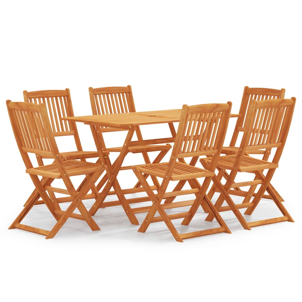 vidaXL 7 Piece Folding Outdoor Dining Set Solid Eucalyptus Wood