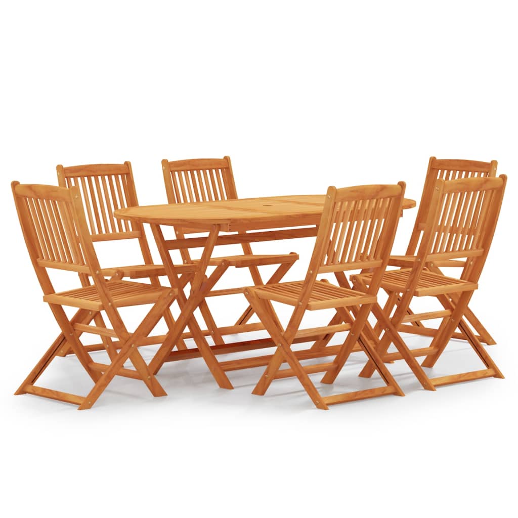 vidaXL 7 Piece Folding Outdoor Dining Set Solid Eucalyptus Wood