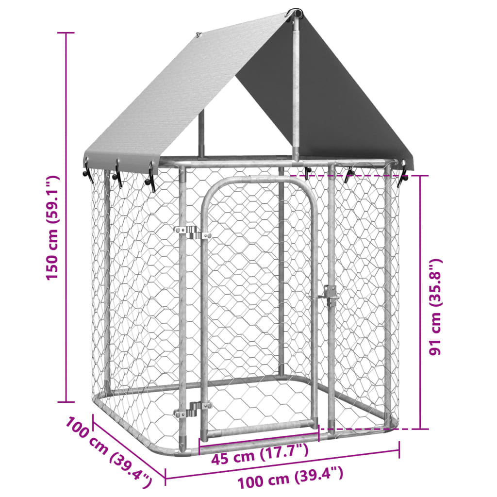 vidaXL Outdoor Dog Kennel with Roof 100x100x150 cm