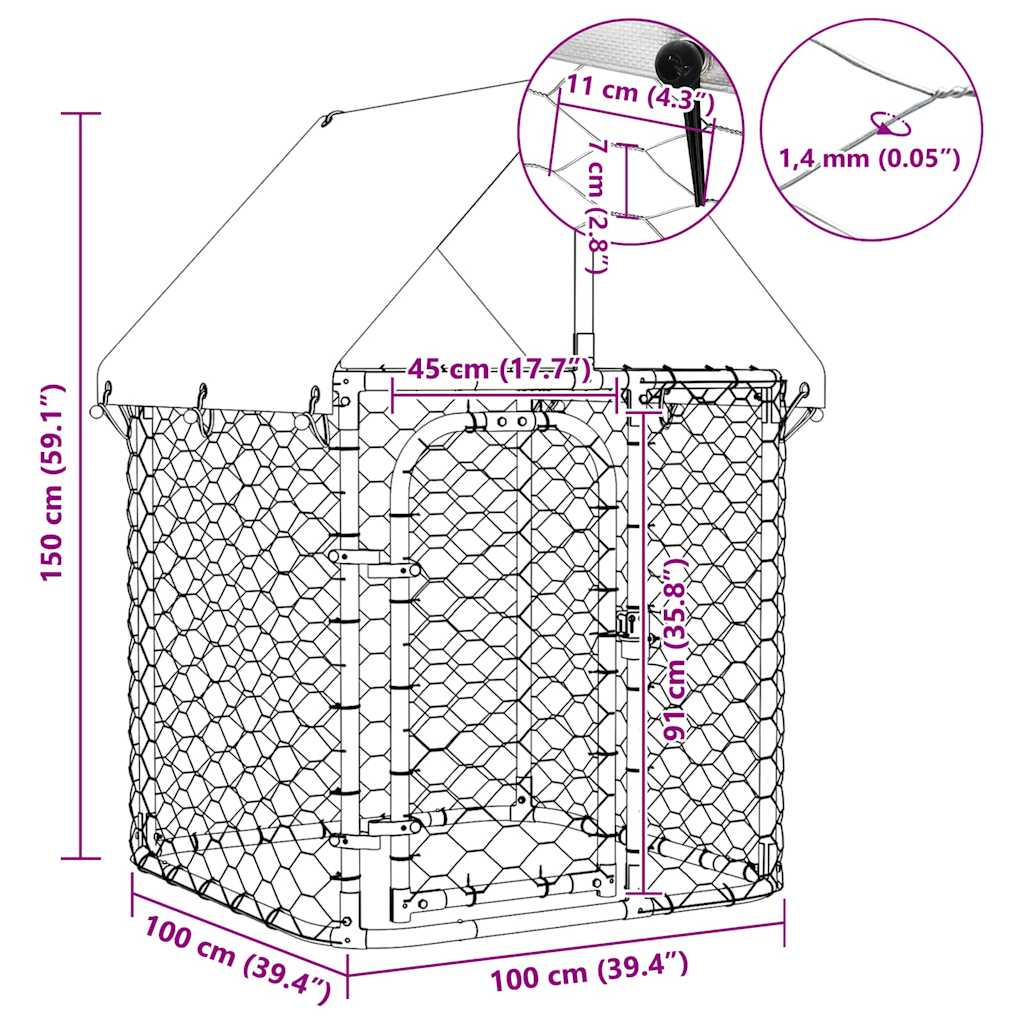 Outdoor Dog Kennel with Roof 100x100x150 cm