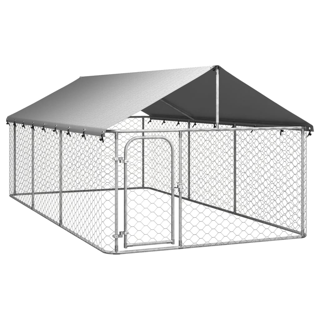 vidaXL Outdoor Dog Kennel with Roof 400x200x150 cm