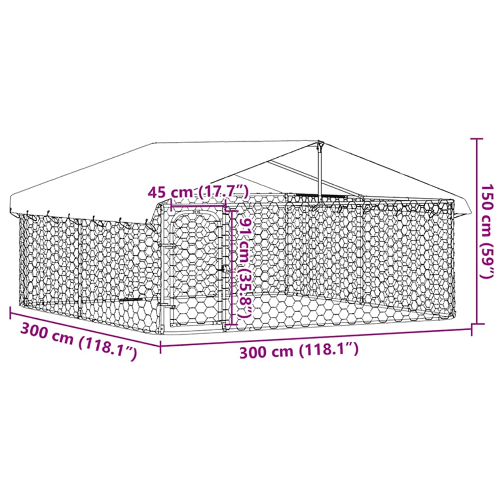 vidaXL Outdoor Dog Kennel with Roof 300x300x150 cm