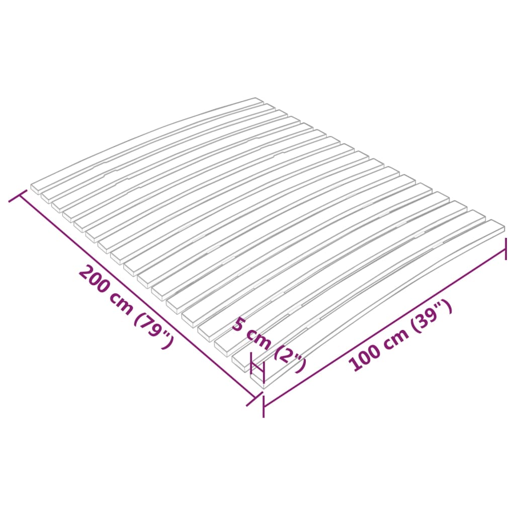 vidaXL Slatted Bed Base with 17 Slats 100x200 cm