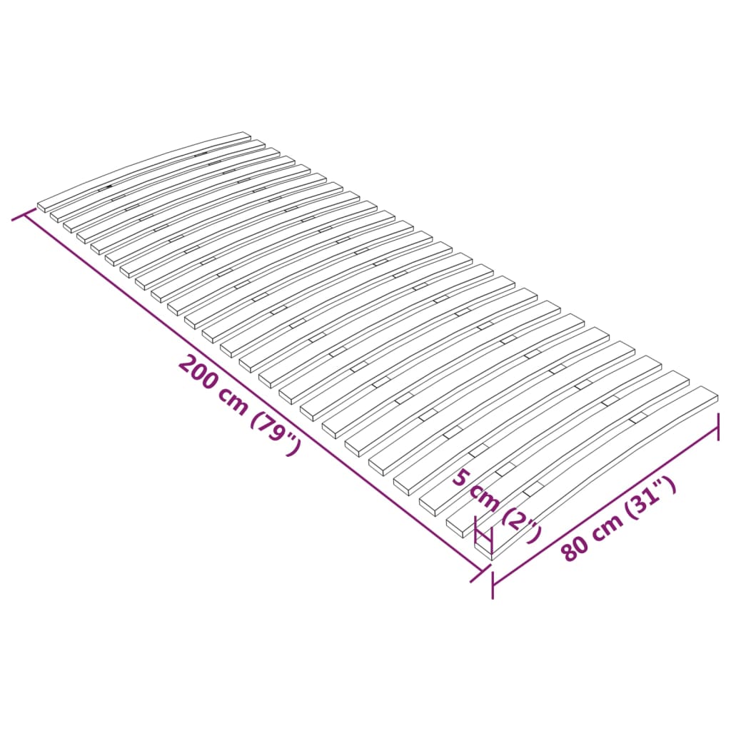 vidaXL Slatted Bed Base with 24 Slats 80x200 cm