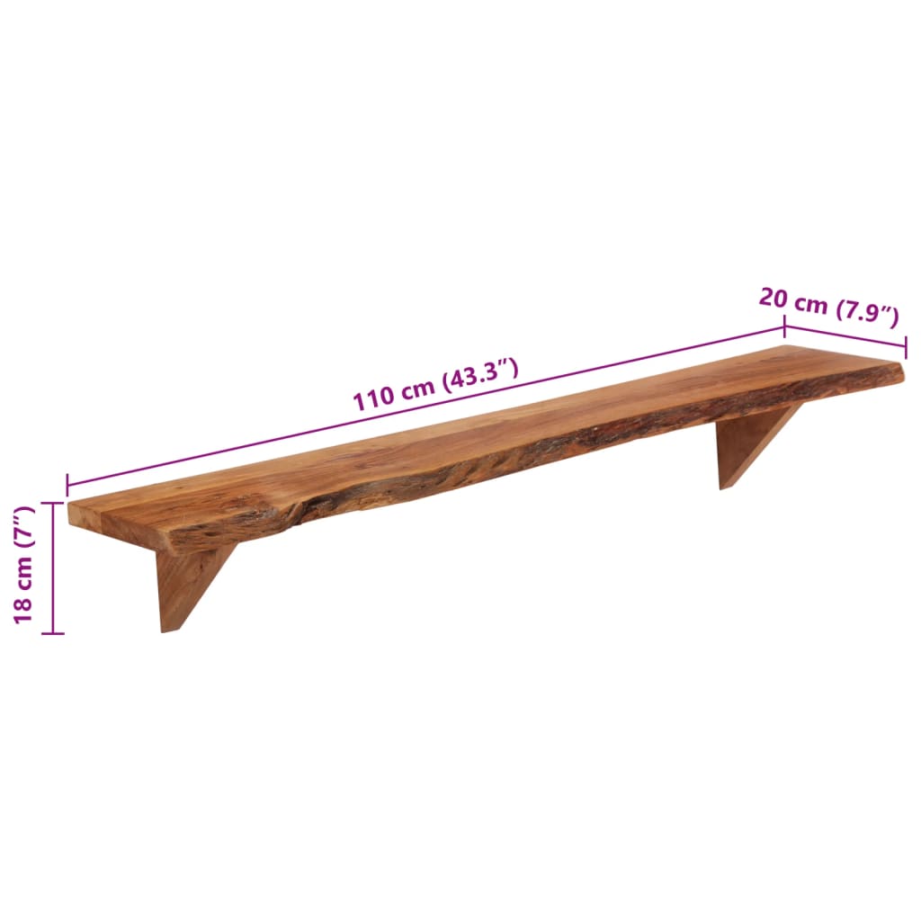 vidaXL Wall Shelves 2 pcs 110x20x18 cm Solid Wood Acacia