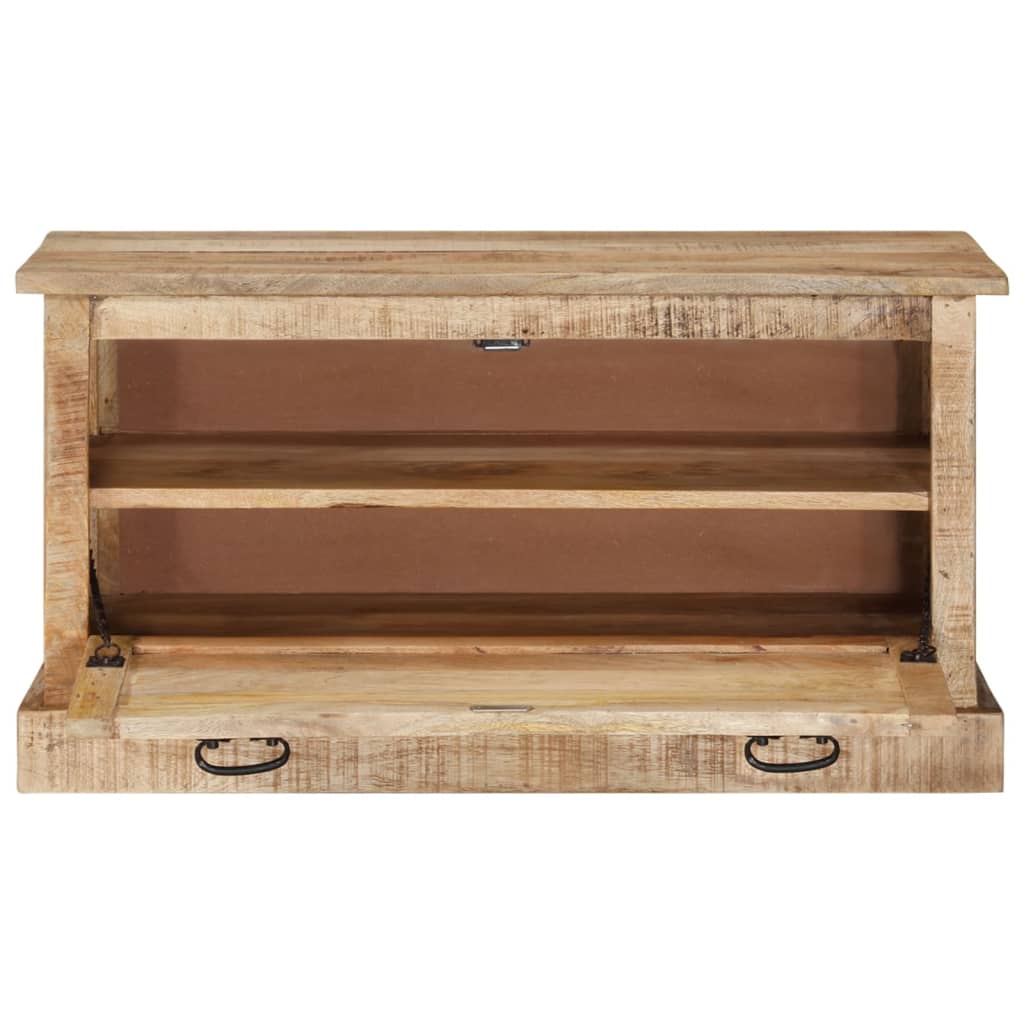 Shoe Storage Bench | Natural Wood | Solid Mango Wood | Medium