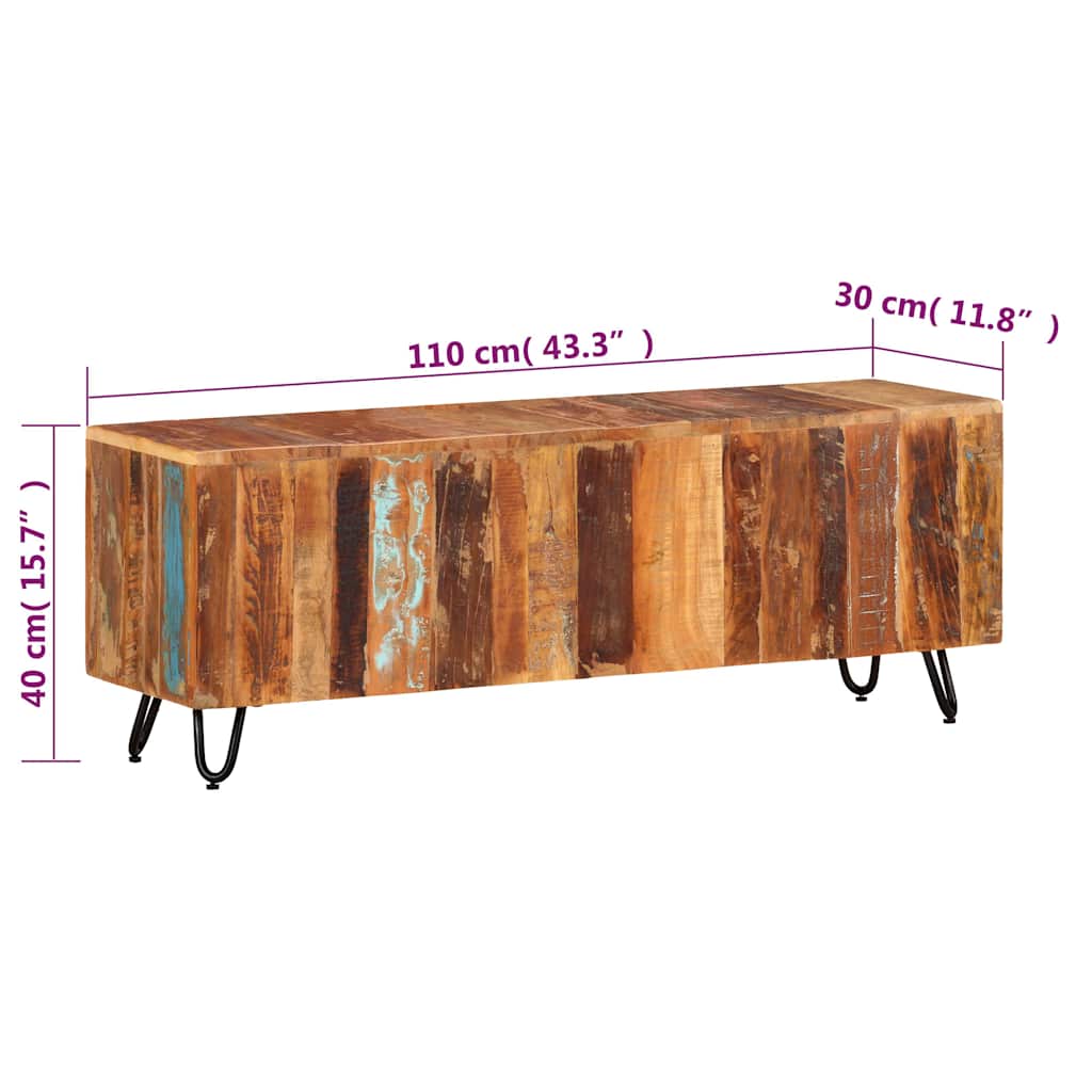337842 vidaXL TV Cabinet 110x30x40 cm Solid Wood Reclaimed