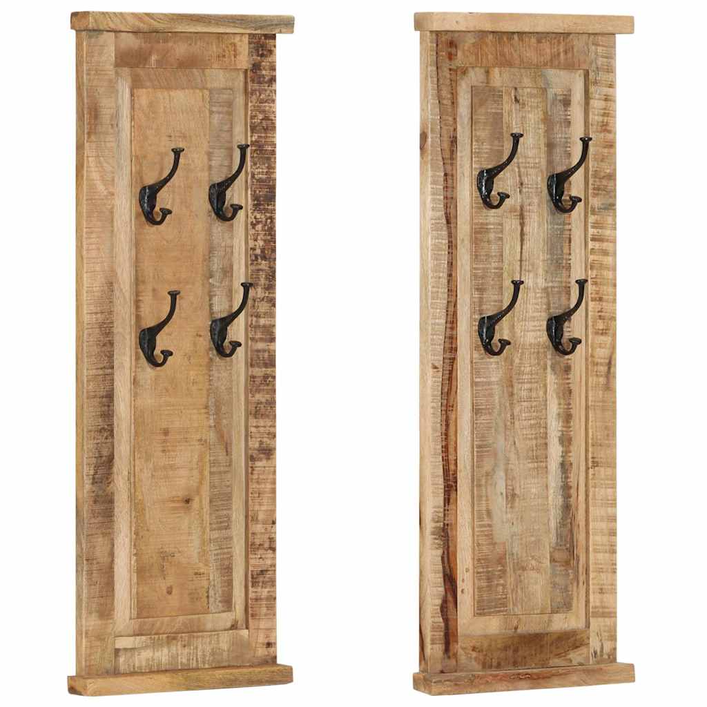 337853 vidaXL Coat Racks 2 pcs Solid Wood Mango 38x100 cm