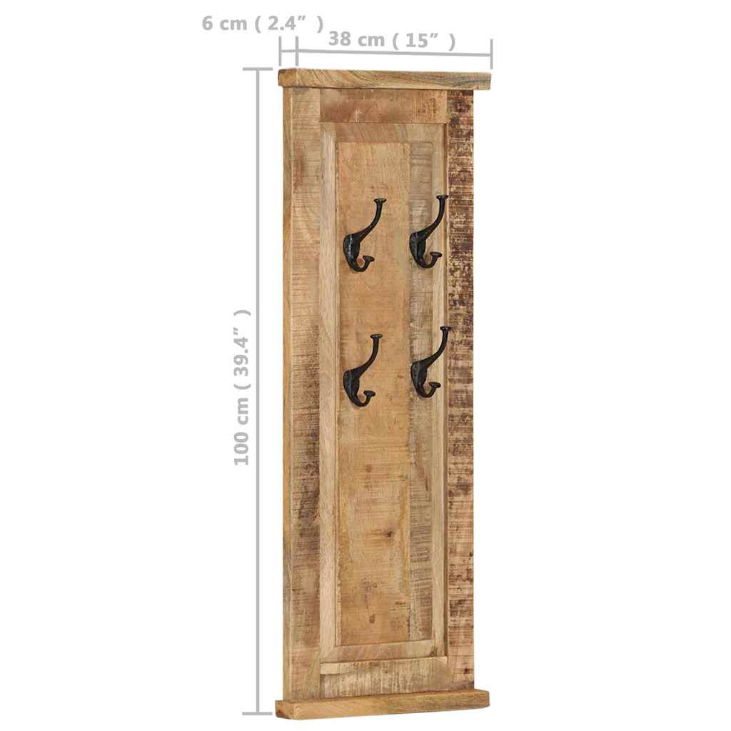 337853 vidaXL Coat Racks 2 pcs Solid Wood Mango 38x100 cm