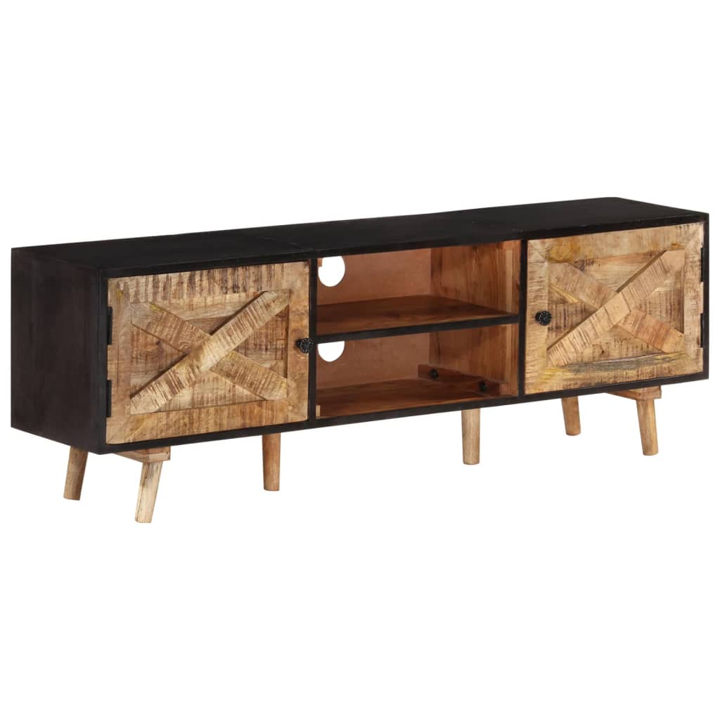 vidaXL TV Cabinet 140x30x46 cm Rough Mango Wood and Solid Acacia Wood