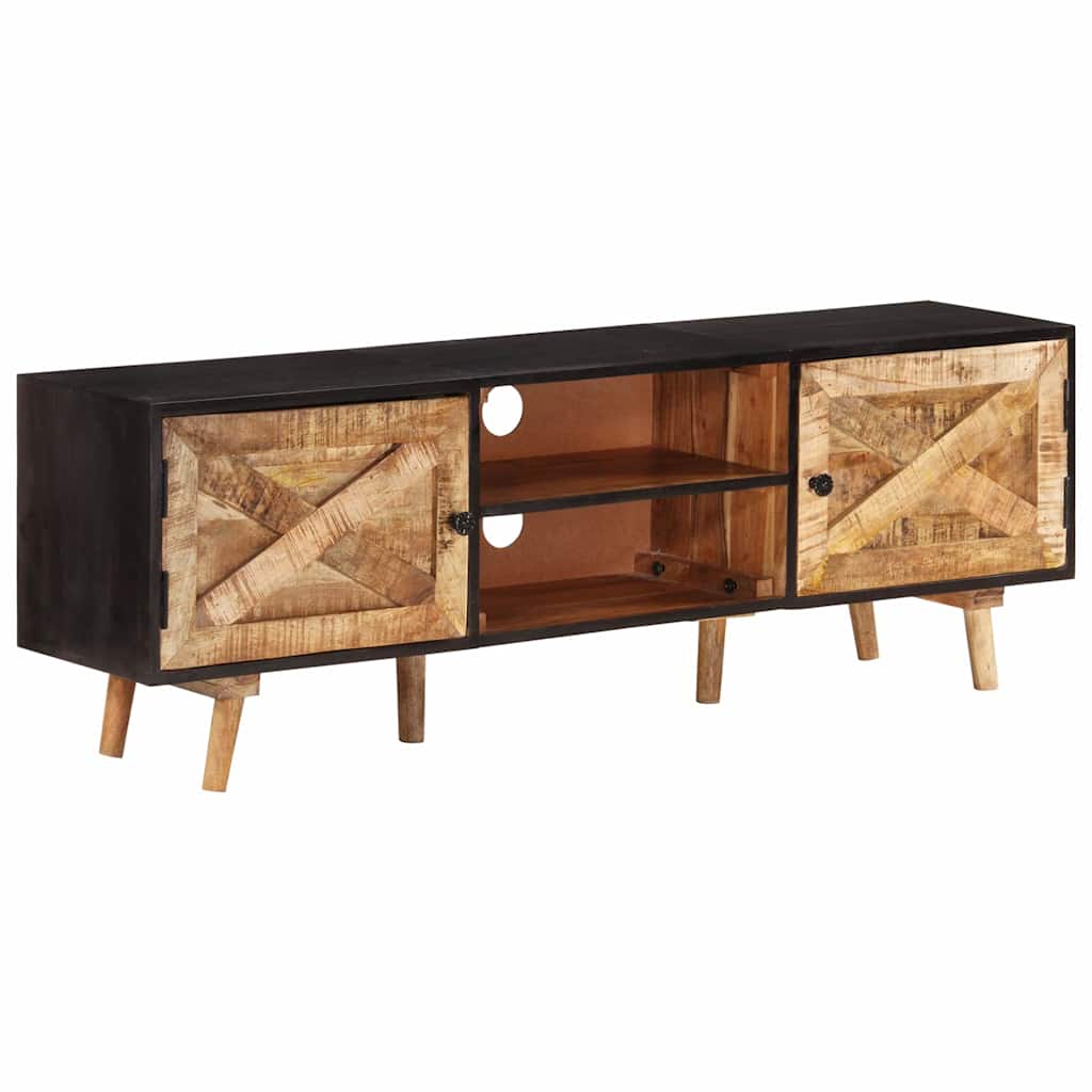 338420 vidaXL TV Cabinet 140x30x46 cm Rough Mango Wood and Solid Acacia Wood