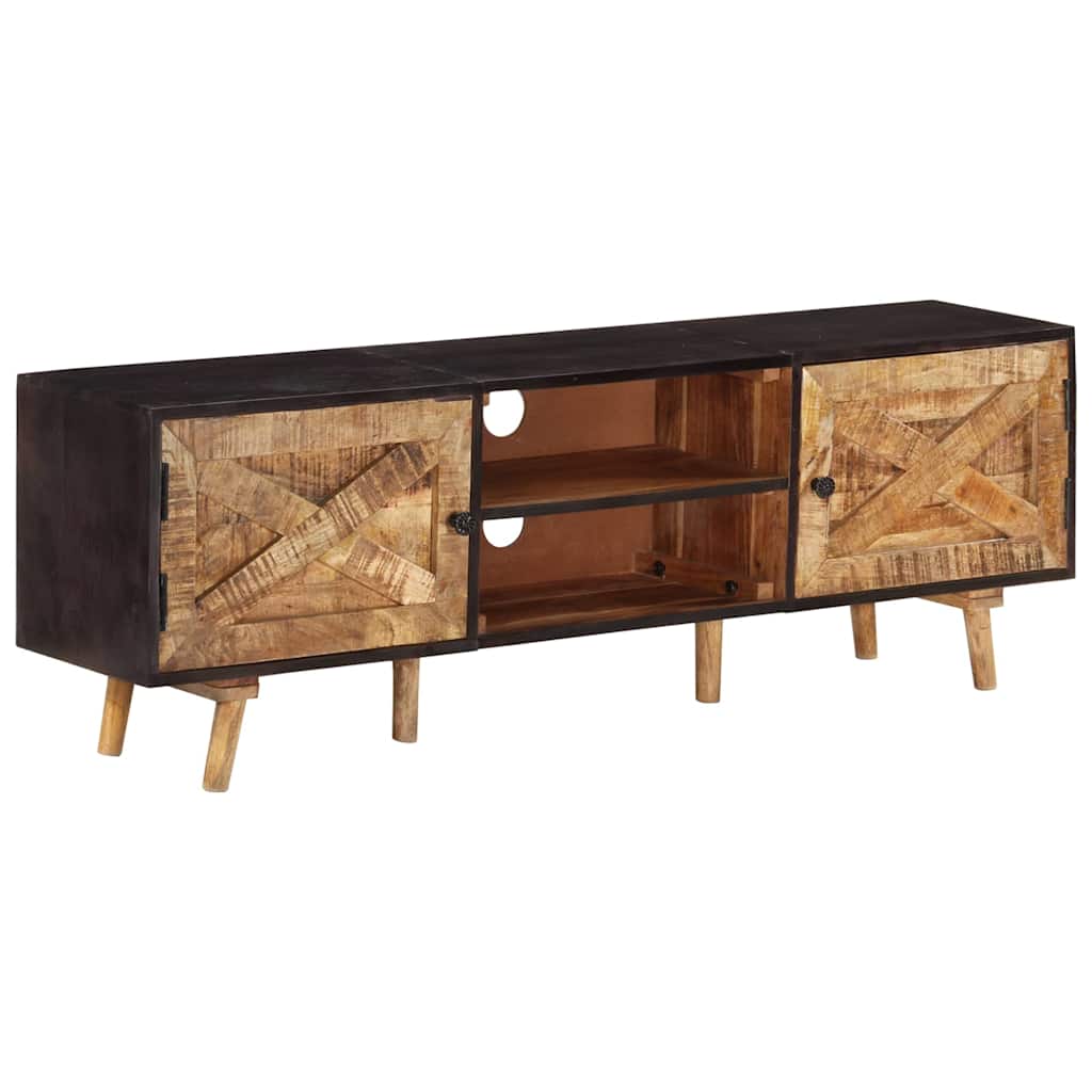 338420 vidaXL TV Cabinet 140x30x46 cm Rough Mango Wood and Solid Acacia Wood