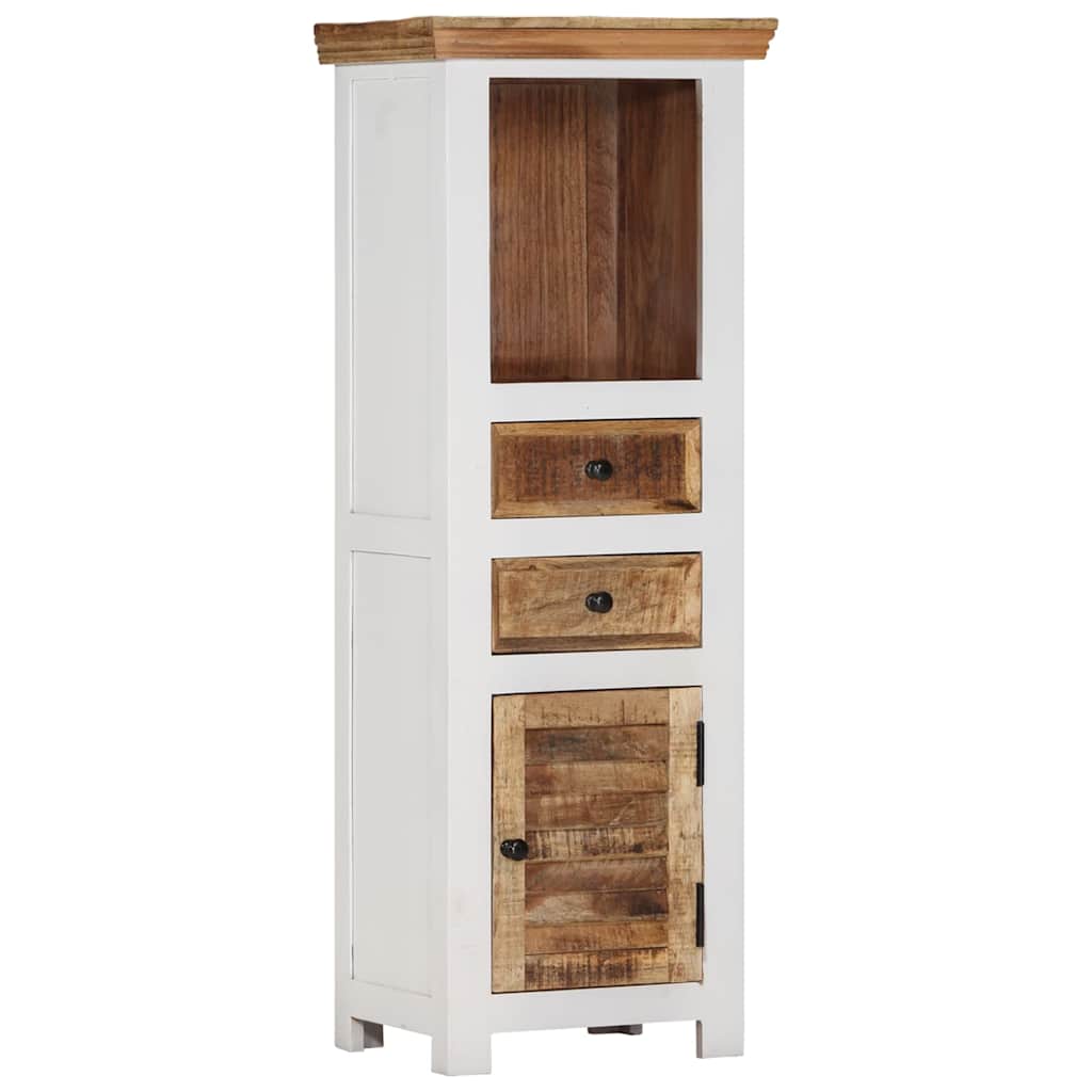 Highboard Brown&White 40x30x110 cm Solid Wood Mango and Acacia
