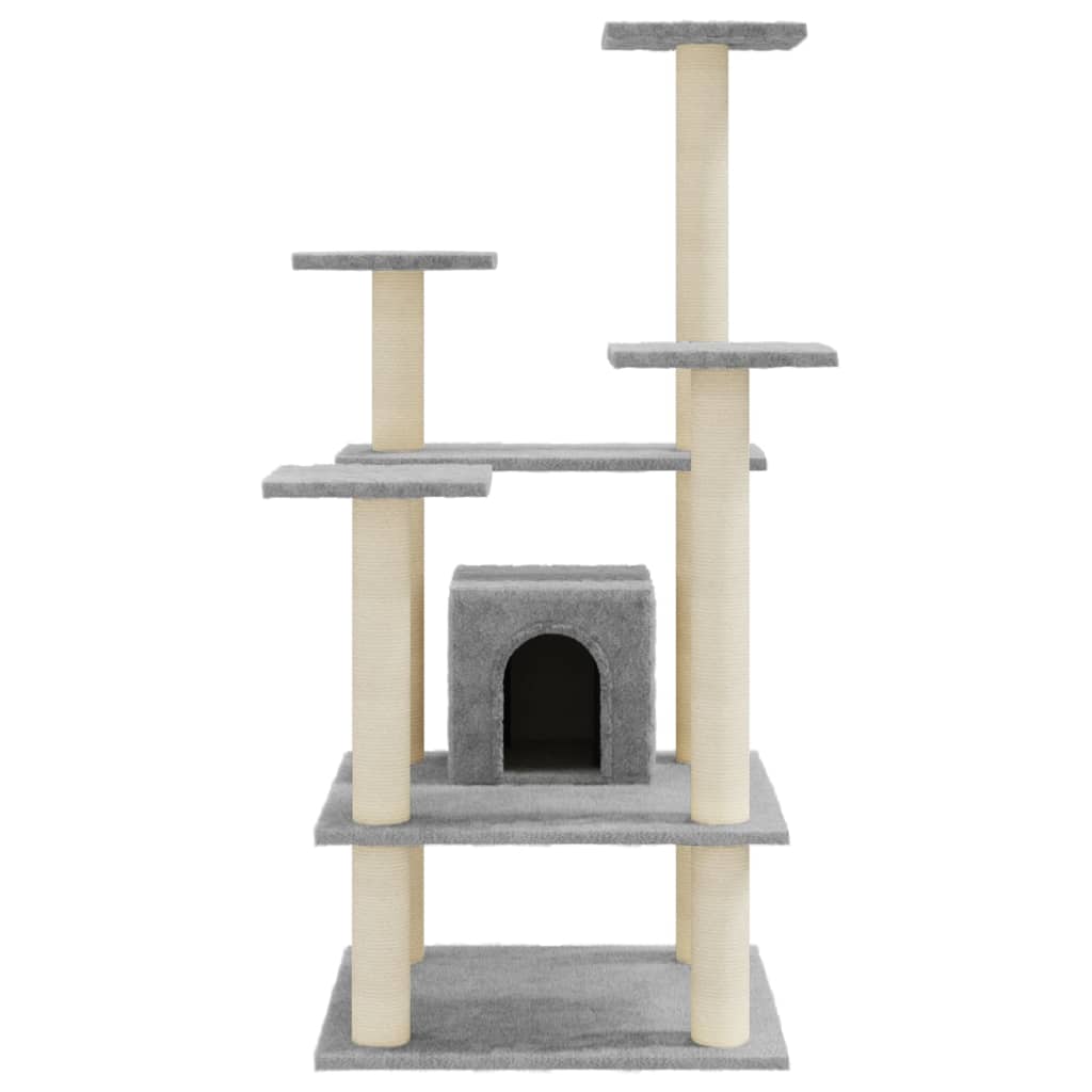 Cat Tree with Sisal Scratching Posts Light Grey 110 cm